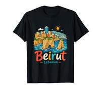 Regalo de Recuerdo de Viaje Dibujado a Mano Beirut Líbano Camiseta
