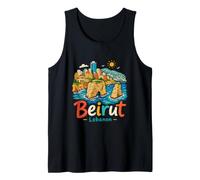Regalo de Recuerdo de Viaje Dibujado a Mano Beirut Líbano Camiseta sin Mangas