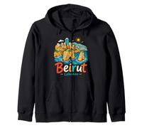 Regalo de Recuerdo de Viaje Dibujado a Mano Beirut Líbano Sudadera con Capucha