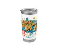 Regalo de recuerdo de viaje dibujado a mano Beirut Líbano Vaso térmico de acero inoxidable de doble pared