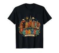 Regalo de Recuerdo de Viaje Dibujado a Mano de Gdansk Polonia Camiseta