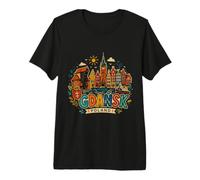 Regalo de Recuerdo de Viaje Dibujado a Mano de Gdansk Polonia Camiseta Premium