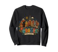 Regalo de Recuerdo de Viaje Dibujado a Mano de Gdansk Polonia Sudadera