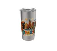 Regalo de recuerdo de viaje dibujado a mano de Gdansk Polonia Vaso térmico de acero inoxidable de doble pared