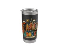 Regalo de recuerdo de viaje dibujado a mano de Gdansk Polonia Vaso térmico de acero inoxidable de doble pared
