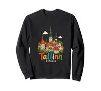 Regalo de Recuerdo de Viaje Dibujado a Mano de Tallin Estonia Sudadera