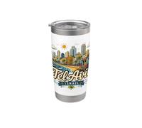 Regalo de recuerdo de viaje dibujado a mano de Tel Aviv Israel Vaso térmico de acero inoxidable de doble pared