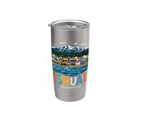 Regalo de recuerdo de viaje dibujado a mano de Ushuaia Argentina Vaso térmico de acero inoxidable de doble pared