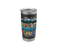 Regalo de recuerdo de viaje dibujado a mano de Ushuaia Argentina Vaso térmico de acero inoxidable de doble pared