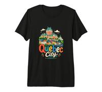Regalo de Recuerdo de Viaje Dibujado a Mano en la Ciudad de Quebec, Canadá Camiseta Premium