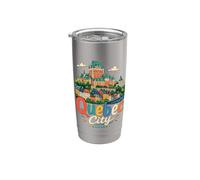 Regalo de recuerdo de viaje dibujado a mano en la ciudad de Quebec, Canadá Vaso térmico de acero inoxidable de doble pared