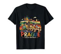 Regalo de Recuerdo de Viaje Dibujado a Mano Praga República Checa Camiseta