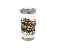 Regalo de recuerdo de viaje dibujado a mano Praga República Checa Vaso térmico de acero inoxidable de doble pared