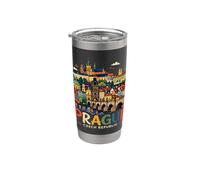 Regalo de recuerdo de viaje dibujado a mano Praga República Checa Vaso térmico de acero inoxidable de doble pared