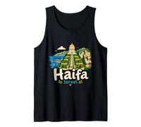 Regalo de Recuerdo de Viaje Haifa Israel Dibujado a Mano Camiseta sin Mangas
