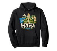 Regalo de Recuerdo de Viaje Haifa Israel Dibujado a Mano Sudadera con Capucha