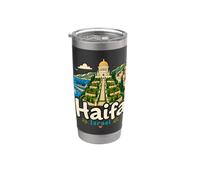 Regalo de recuerdo de viaje Haifa Israel dibujado a mano Vaso térmico de acero inoxidable de doble pared