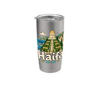 Regalo de recuerdo de viaje Haifa Israel dibujado a mano Vaso térmico de acero inoxidable de doble pared