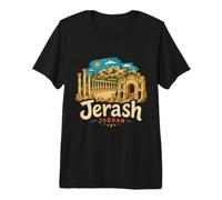 Regalo de Recuerdo de Viaje Jerash Jordan Dibujado a Mano Camiseta Premium