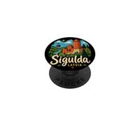 Regalo de Recuerdo de Viaje Sigulda Letonia Dibujado a Mano PopSockets PopGrip Adhesivo