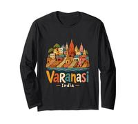 Regalo de Recuerdo de Viaje Varanasi India Dibujado a Mano Manga Larga