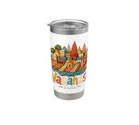 Regalo de recuerdo de viaje Varanasi India dibujado a mano Vaso térmico de acero inoxidable de doble pared