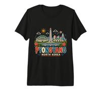Regalo de Referencia de Viaje de Corea del Norte de Pyongyang Dibujado a Mano Camiseta Premium
