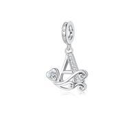 Regalo de San Valentín - Letra Charms A Compatible con Pulseras y Collar Pandora Europeo, Regalo para Cumpleaños Madre/Hija