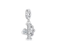 Regalo de San Valentín - Letra Charms I Compatible con Pulseras y Collar Pandora Europeo, Regalo para Cumpleaños Madre/Hija