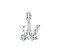 Regalo de San Valentín - Letra Charms W Compatible con Pulseras y Collar Pandora Europeo, Regalo para Cumpleaños Madre/Hija