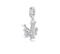 Regalo de San Valentín - Letra Charms Y Compatible con Pulseras y Collar Pandora Europeo, Regalo para Cumpleaños Madre/Hija