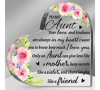 Regalo de tía de sobrina, sobrino, tía, regalos de cumpleaños, letrero de recuerdo de corazón acrílico, idea de pisapapeles, regalos del día de la madre para tía tía (elegante)