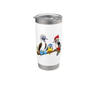Regalo de tres divertidos pájaros carpinteros con forma de pajarito Vaso térmico de acero inoxidable de doble pared