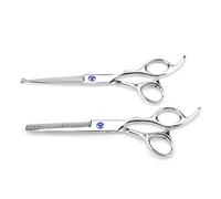 Regalo de verano Tijeras para adelgazar el cabello de aseo Tijeras de corte de pelo de bebé de acero inoxidable para peluquería de mascotas Uso diario en el hogar Peluquería(Blue screw)