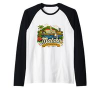 Regalo de Viaje de Malabo Guinea Ecuatorial Dibujado a Mano Camiseta Manga Raglan