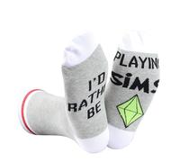 Regalo de videojuegos, regalo para jugadores con texto en inglés "I'd Rather Be Playing Sims", calcetines divertidos para amantes de los juegos, Jugando Sims EU, One Size Tall