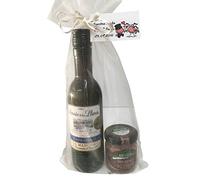 Regalo de vino Señorío de los Llanos Tempranillo con tarro miniatura de paté ibérico para invitados (Pack 24 ud)