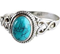 Regalo del anillo de compromiso de boda de la novia de la piedra preciosa natural turquesa, alianzas de boda apilables de los anillos de barra del añoDurability