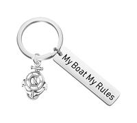 Regalo del capitán del barco, joyería del navegante, regalo de mi barco con mis reglas, llavero del propietario del barco, L,
