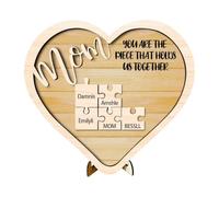Regalo del Día de la Madre Personalizado Forma de Corazón Puzzle Nombre Marco Marco Personalizado Día de la Madre Placa Puzzle Regalo de Madera para Mamá