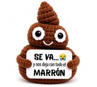 Regalo Despedida Compañero de Trabajo - Caca Peluche de Crochet con Tarjeta “Se va… y nos deja con todo el marrón” | Regalo Divertido y Gracioso para Oficina, Jubilación y Compañera de Trabajo
