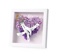Regalo Dia de la Madre Caja de Sombra Personalizada con Rosa y Nombre Regalos Personalizados para mamá (Flower-Morado)