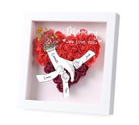Regalo Dia de la Madre Caja de Sombra Personalizada con Rosa y Nombre Regalos Personalizados para mamá (Flower-Rojo)