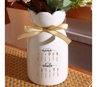 Regalo Dia de la Madre Regalo para Mamá Abuela Jarrón de Cerámica Personalizado con 1-8 Nombre Decoración (Style 2)