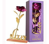Regalo Dia de la Madre Rosa 24K Regalos Originales para Mujer Rosa Eterna 24K Chapadas en Oro con Soporte Regalo Cumpleaños Mujer Regalo Madre Amiga Abuela Mama Novia Pareja Hermana Suegra Aniversario
