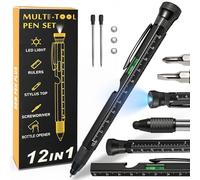 Regalo Día del Padre Original, Bolígrafo Multifunción 12 en 1 Gadget Hombre, Regalos para Hombre Cumpleaños Papá, Lapicero Antiestrés Herramienta Multiusos Bricolaje, Regalo Abuelo