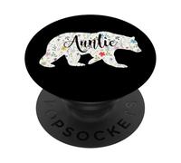 Regalo Divertido con patrón de Flores y Oso para tía PopSockets PopGrip Adhesivo