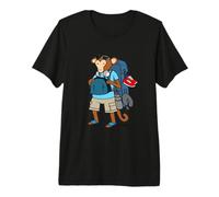Regalo Divertido de Dibujos Animados de Mono de mochilero Dibujado a Mano por Lobeboy Camiseta Premium