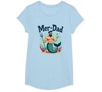 Regalo Divertido del océano del día del Padre de Sirena para papá Mer-Dad Camiseta, Niñas, Azul Bebé, Grande