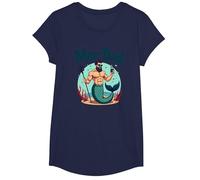 Regalo Divertido del océano del día del Padre de Sirena para papá Mer-Dad Camiseta, Niñas, Azul Marino, Grande